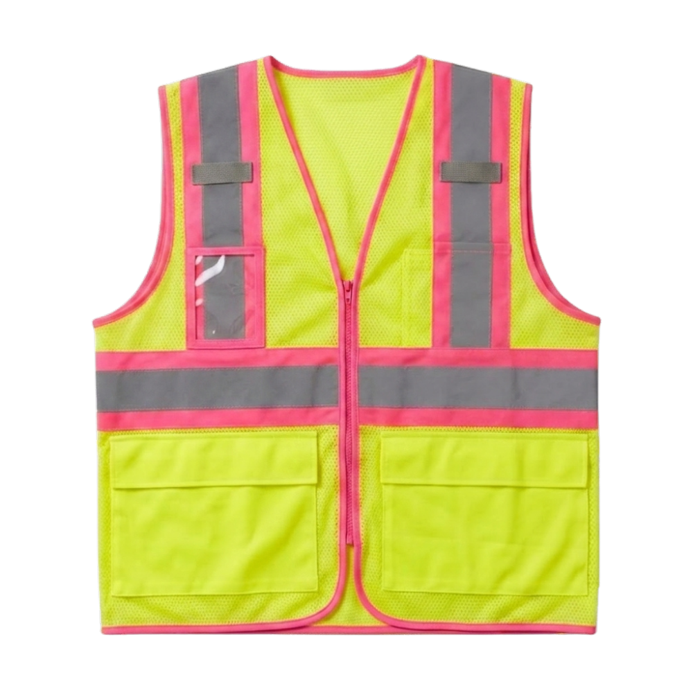 Custom Hi-Vis Pink Safety Vest With ID Card Holder